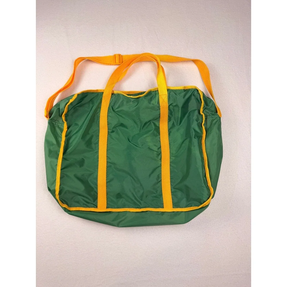 Vintage 1997 Avon Green Yellow Nylon Duffle Bag Travel Gym Weekender Foldable